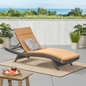 Christopher Knight Home Salem Outdoor Wicker Armless Adjustable Chaise Lounge with Cushion - 1 of 4