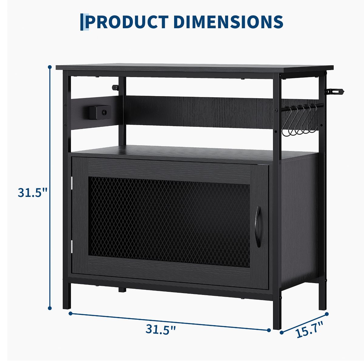 Aquarium Stand with Power Outlet, Aquarium Stand with Storage Cabinet Hooks, 380 Lbs Capacity Reptile Terrarium Stand for Home Office Living Room - thumbnail 2