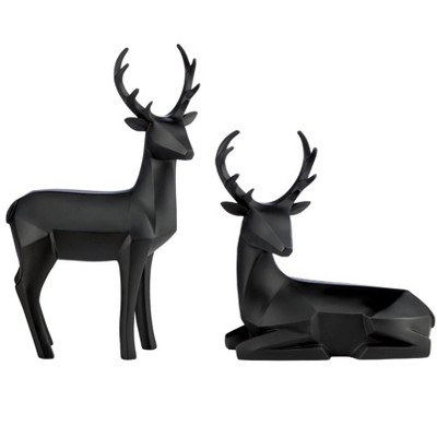 2-Piece Resin Origami Table Top Deer Set Holiday Decor