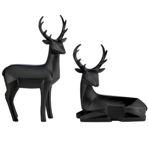 2-Piece Resin Origami Table Top Deer Set Holiday Decor - 1 of 3