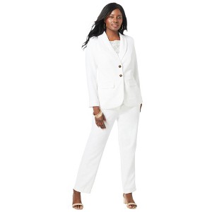 Jessica London Women's Plus Size 2-Piece Stretch Crepe Single-Breasted Pantsuit - 1 of 4