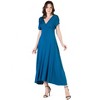 Womens V-Neck Empire Waist Cap Sleeve Maxi Dress - 24seven Comfort Apparel™ - 2 of 4