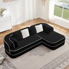 106" Teddy Velvet L-Shaped Sectional Sofa with Chaise, Boneless 32D High-Density Foam, Fluffy Comfy Couch with Curved Armrests, No Assembly - 3 of 4