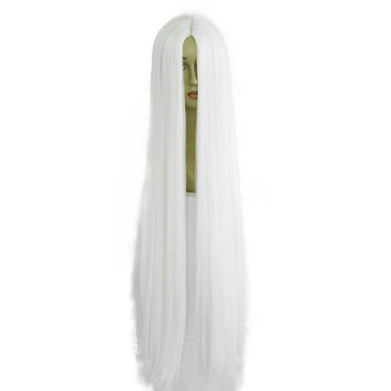 Unique Bargains Women's Wigs 39" White with Wig Cap Straight Hair, 1 of 7
