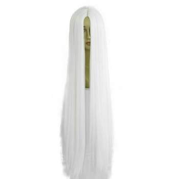 Unique Bargains Women's Wigs 39" White with Wig Cap Straight Hair