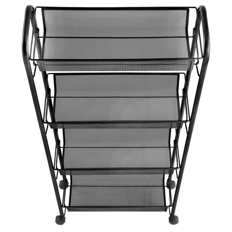 mDesign Steel Slim Rolling Utility Cart Storage Organizer with 4 Shelves, 4 of 9