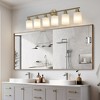 Angel Sar 39" Modern 6-Light Vanity Sconce, Gold Wall Light with Frosted Glass Shades for Bathroom & Hallway - 2 of 4