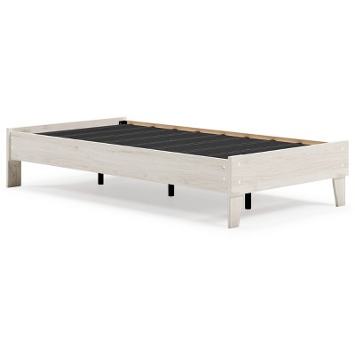 Beige Transitional Twin Platform Bed with Wood Frame