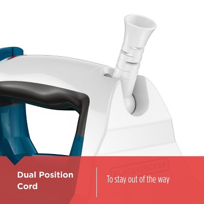 Compact Blue and White Non-Stick Steam Iron with Stainless Soleplate