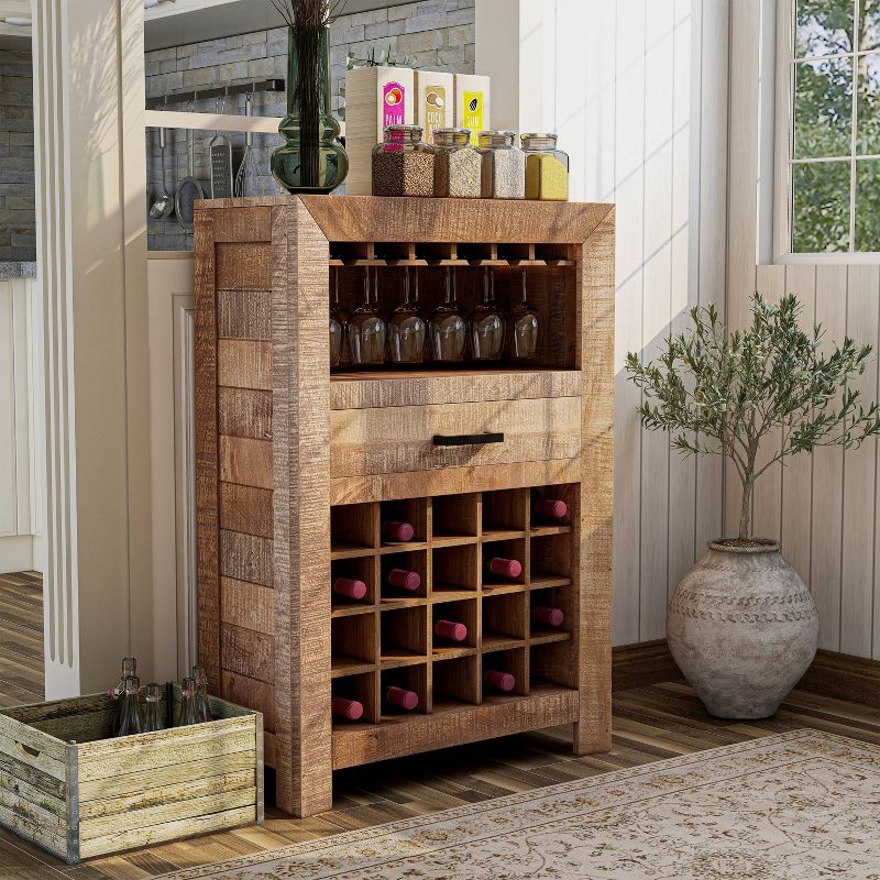 Audrey Rustic Mango Wood Wine Cabinet Natural - Furniture Of America, 3 of 7