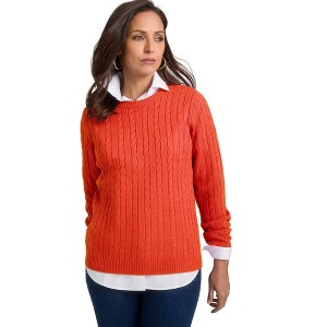 Jessica London Women's Plus Size Cable Crewneck Sweater - 1 of 4