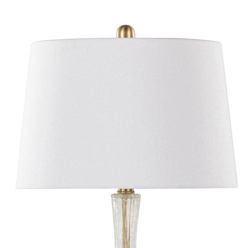 LumiSource (Set of 2) Jenny 27.25&#34; Contemporary Glass Table Lamps Clear Crackle Glass Gold Metal and White Linen Shade from Grandview Gallery, 5 of 8
