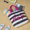 Mina Victory Handbag Stripe Sequin Flamingos 22" x 15" x 6" Beach Bag with Matching Clutch Black White - 3 of 4