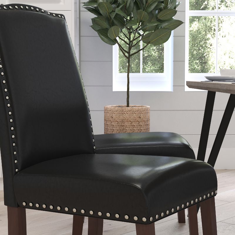 Merrick Lane Parsons Chair Plush Dining Chair with Accent Nail Trim and Wooden Legs, 5 of 15