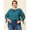 Agnes Orinda Women's Plus Size Tie Tassel V Neck Hollow Bowknot Long Sleeve Casual Blouses - 3 of 4