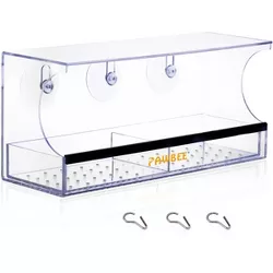 PAWBEE Window Bird Feeder - Clear Window Bird Feeders with Strong Suction Cups - Suction Cup Bird Feeder Window with Drain Holes for Rain