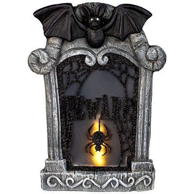 Northlight Lighted Flickering Beware Gravestone Halloween Decoration - 13.5" - LED Orange Light