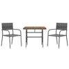 vidaXL Outdoor Dining Set Grey PE rattan, steel, solid acacia wood - Gray 2 - 3 of 4