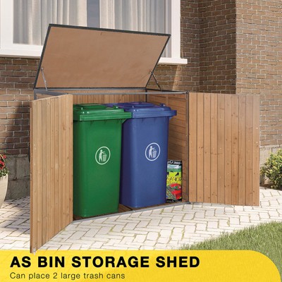 Fir Wood and Metal Frame Outdoor Storage Shed with Double Doors