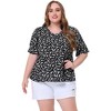 Agnes Orinda Women's Plus Size Floral Pleated V Neck Short Sleeve Tiered Babydoll Blouses - 4 of 4