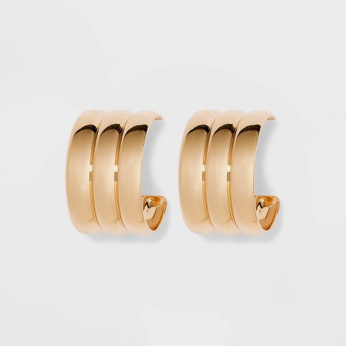 Thin Medium Hoop Earrings - A New Day™ Gold