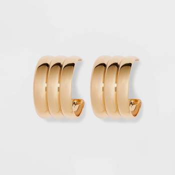 Small Ribbed Hoop Earrings - A New Day™ Gold
