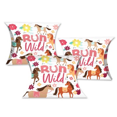 Big Dot of Happiness Run Wild Horses - Favor Gift Boxes - Pony Birthday Party Petite Pillow Boxes - Set of 20