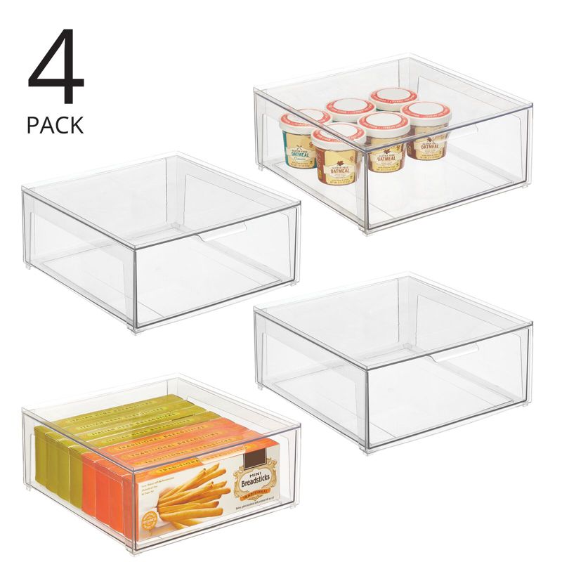mDesign Plastic Stackable Kitchen Pantry Organizer with Drawer, 2 of 10