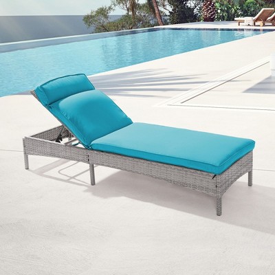 Sonkuki Patio Lounge Chaise Chair with Gray Wicker Weather-Resistant Chair