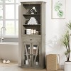 Bathroom Storage Cabinet, Farmhouse Style Shelf Organizer with Adjustable Shelves, Tall Bookshelf for Living Room - 4 of 4
