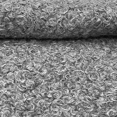 Thimble-Shaped Gray Sherpa Fabric Round Ottoman