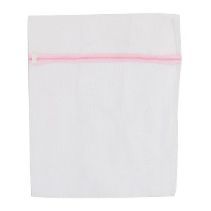 Unique Bargains Nylon Thick Mesh Lightweight Underclothes Laundry Bags 23.6" x 19.6" Pink White 1 Pc - 1 of 3