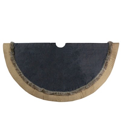 Northlight 48" Rustic Burlap and Chambray Christmas Tree Skirt