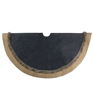 Northlight 48" Rustic Burlap and Chambray Christmas Tree Skirt - 1 of 4