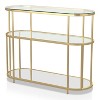 24/7 Shop At Home Invergarry Mirrored and Tempered Glass Sofa Table Gold - 2 of 4