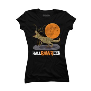Junior's Design By Humans Halloween T Rex Hallrawreen Dinosaur Jurassic By RainforestRoom T-Shirt - 1 of 3