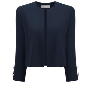INSPIRE CHIC Women's Collarless 3/4 Sleeve Open Front Button Decor Cuff Cropped Jacket - 1 of 4