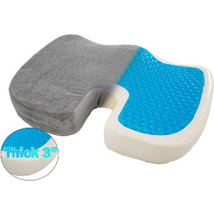 5 Star Super Deals Memory Foam Cooling Gel Seat Cushion Gel Enhanced Orthopedic Contour Coccyx Cushion Non Slip Cradle & Support Your Body & Tailbone - 1 of 4