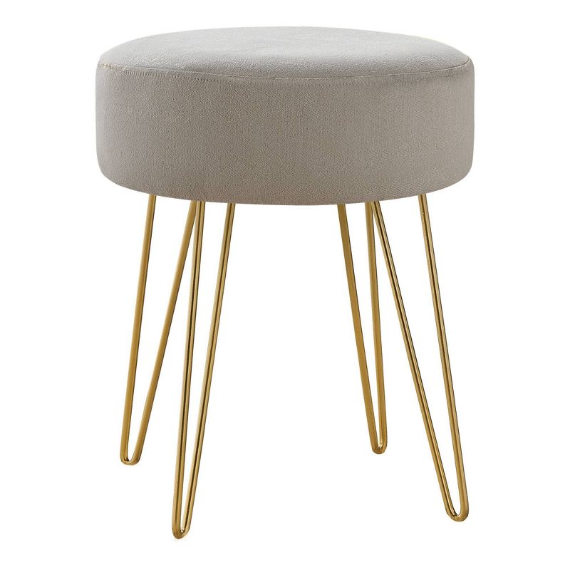 16" Round Upholstered Ottoman with Hairpin Metal Legs - EveryRoom, 1 of 6
