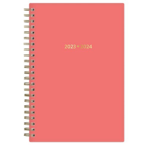 Color Me Courtney for Blue Sky 2023-24 Academic Planner 5x8  Weekly/Monthly Wirebound Flexible Cover Solid Bright Coral
