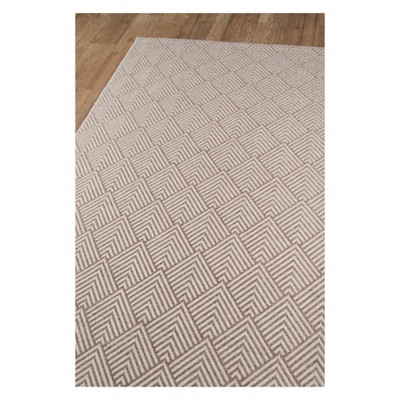Beige Geometric Tufted Indoor/Outdoor Runner Rug