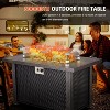 44" Gas Fire Pit, 50000BTU Rectangle Propane Fire Table with Cover & Rain Cover, CSA Certified, Black - 2 of 4