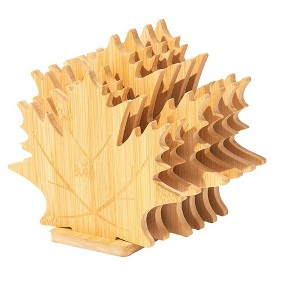 Itopfox Bamboo Trivets Set with Maple Leaf Design, Heat Resistant Non-Slip Pot Holders for Kitchen Countertops & Dining Table, Includes 6 Trivets\ - 1 of 4