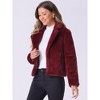 INSPIRE CHIC Women's Autumn Winter Cropped Notch Lapel Faux Fur Fluffy Jacket - 2 of 4