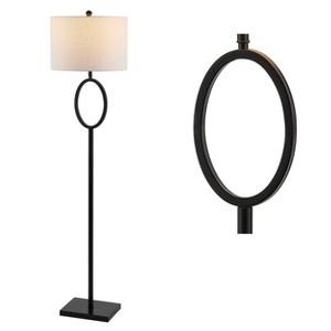 61" Metal Modern Contemporary Floor Lamp with Cotton Shade, Oil Rubbed Bronze - Jonathan Y: Standing Reading Light - 1 of 4