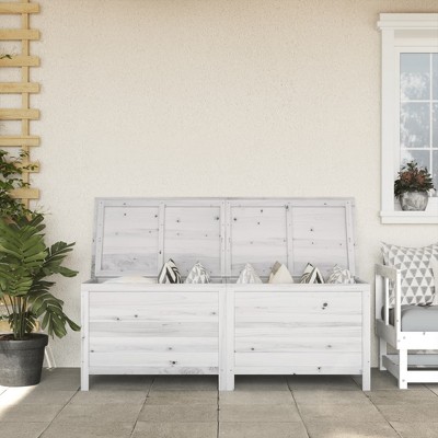 vidaXL Patio Storage Box White 59.1 in.x19.7 in.x22.2 in. Solid Wood Fir