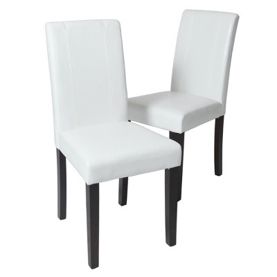 VYNXARIA Urban Style Solid Wood Leatherette Padded Parson Chair, Black, Set of 2