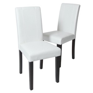 VYNXARIA Urban Style Solid Wood Leatherette Padded Parson Chair, Black, Set of 2 - 1 of 3