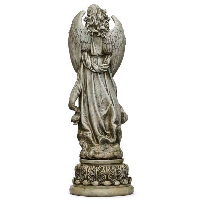Tall Gray Resin Angel with Dove Garden Statue