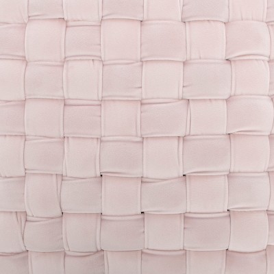 Ravyn 17'' Pink Woven Velvet Ottoman with Radiant Gold Finish